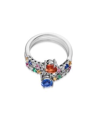 Bloomingdale's Fine Collection Ruby, Emerald & Rainbow Sapphire Wrap Ring in 14K White Gold