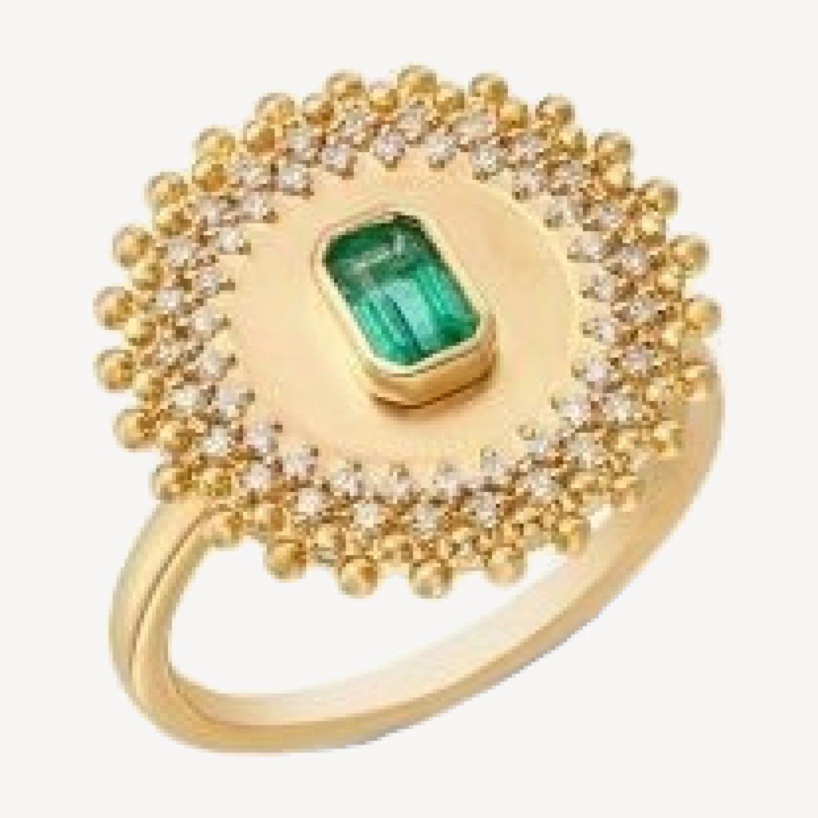 Bloomingdale's Fine Collection Emerald & Diamond Circle Statement Ring in 14K Yellow Gold