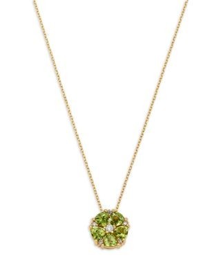 Bloomingdale's Fine Collection Peridot & Diamond Pendant Necklace in 14K Yellow Gold, 16