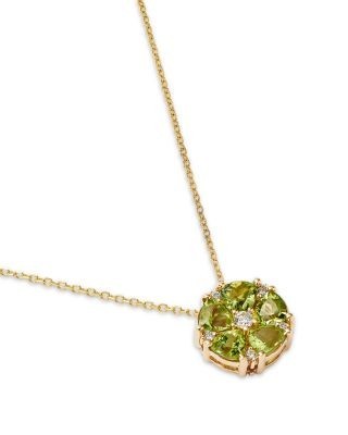 Bloomingdale's Fine Collection Peridot & Diamond Pendant Necklace in 14K Yellow Gold, 16