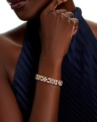 Bloomingdale's Fine Jewelry Luxe Collection Rainbow Sapphire & Diamond Triple Row Bracelet in 14K Yellow Gold
