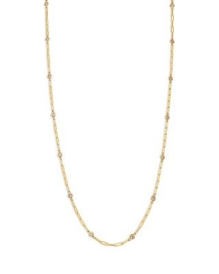 Bloomingdale's Fine Collection Diamond Station Paperclip Chain Necklace in 14K Yellow Gold, 1.0 tcw