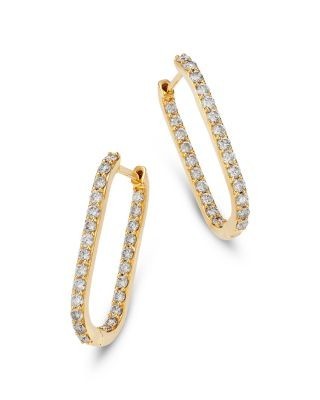 Bloomingdale's Fine Collection Diamond Inside Out Oblong Hoop Earrings in 14K Yellow Gold, 1.0 tcw