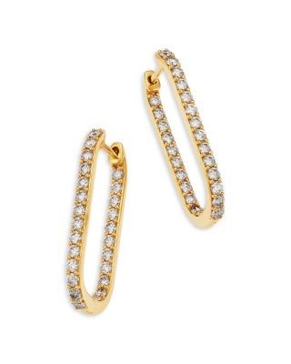Bloomingdale's Fine Collection Diamond Inside Out Oblong Hoop Earrings in 14K Yellow Gold, 1.50 tcw
