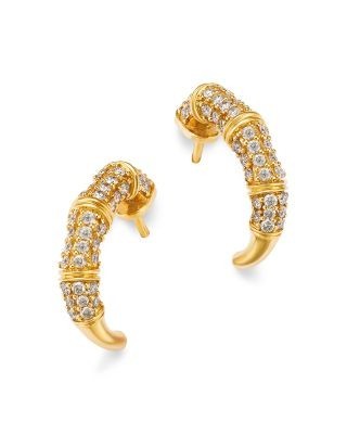 Bloomingdale's Fine Collection Diamond Pave Hoop Earrings in 14K Yellow Gold, 0.75 tcw