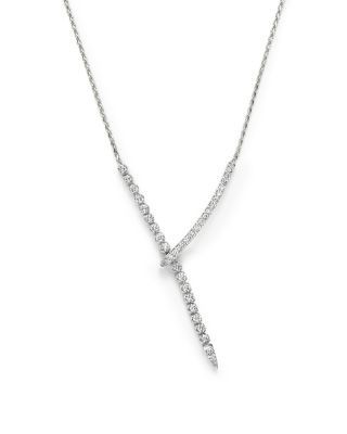 Diamond Y Necklace in 14K White Gold, 1.45 tcw