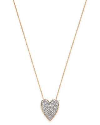 Bloomingdale's Fine Collection Pave Diamond Heart Pendant Necklace in 14K Yellow Gold, 0.50 tcw