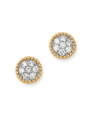 Bloomingdale's Fine Collection Cluster Diamond Milgrain Stud Earrings in 14K Yellow Gold, 0.60 tcw