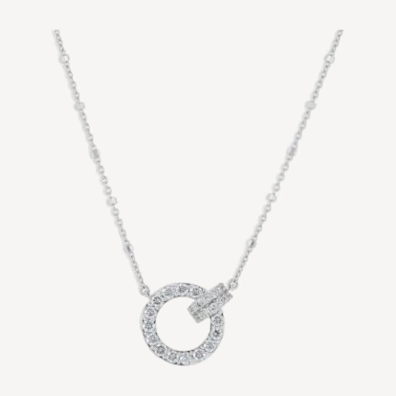 Bloomingdale's Fine Collection Diamond Circle Pendant Necklace in 14K White Gold, 0.75 tcw