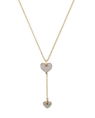 Bloomingdale's Fine Collection Diamond Double Heart Lariat Pendant Necklace in 14K Yellow Gold, 0.45 tcw