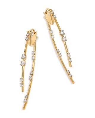 Bloomingdale's Fine Collection Diamond Huggie Hoop Drop Earrings in 14K Yellow Gold, 0.70 tcw