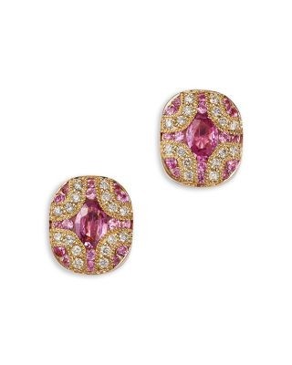 Bloomingdale's Fine Collection Pink Sapphire & Diamond Stud Earrings in 14K Yellow Gold