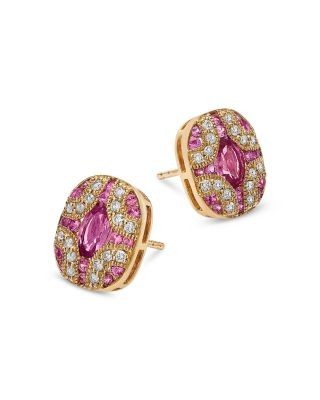Bloomingdale's Fine Collection Pink Sapphire & Diamond Stud Earrings in 14K Yellow Gold