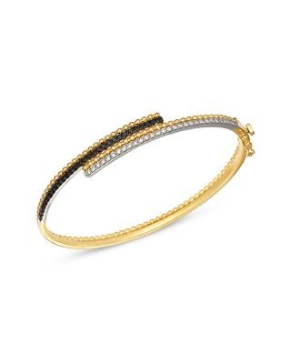 Bloomingdale's Fine Collection Black & White Diamond Bypass Bangle Bracelet in 14K White & Yellow Gold