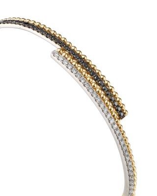 Bloomingdale's Fine Collection Black & White Diamond Bypass Bangle Bracelet in 14K White & Yellow Gold
