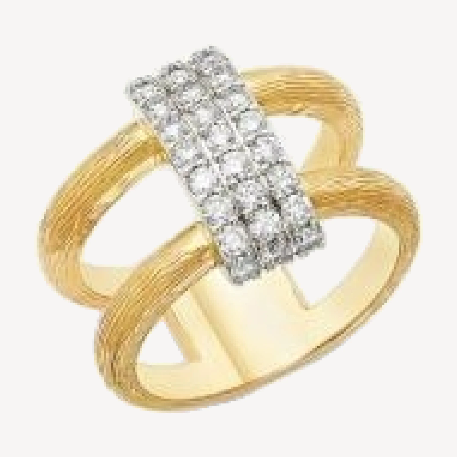Bloomingdale's Fine Collection Diamond Pave Textured Double Band Ring in 14K Yellow Gold, 0.70 tcw
