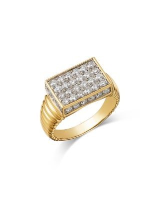 Bloomingdale's Fine Collection Diamond Square Cluster Ridged Ring in 14K Yellow Gold, 1.4 tcw