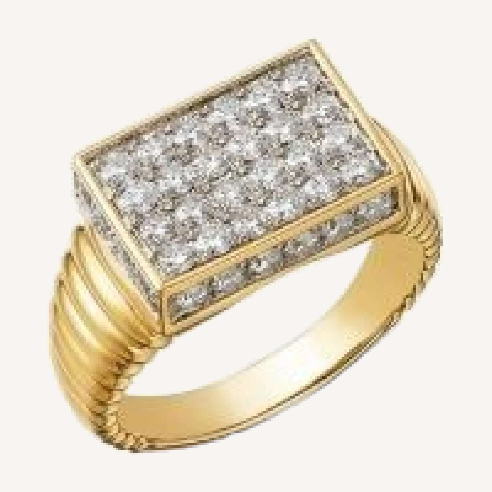 Bloomingdale's Fine Collection Diamond Square Cluster Ridged Ring in 14K Yellow Gold, 1.4 tcw