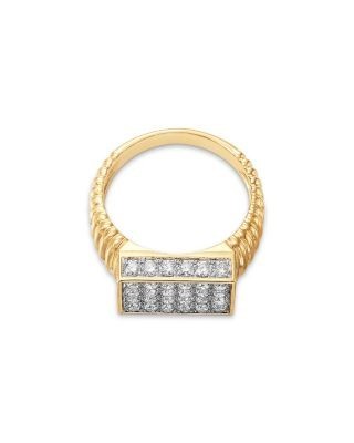 Bloomingdale's Fine Collection Diamond Square Cluster Ridged Ring in 14K Yellow Gold, 1.4 tcw
