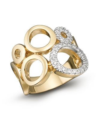 Circular 14K Yellow Gold and Diamond Ring, 0.25 tcw