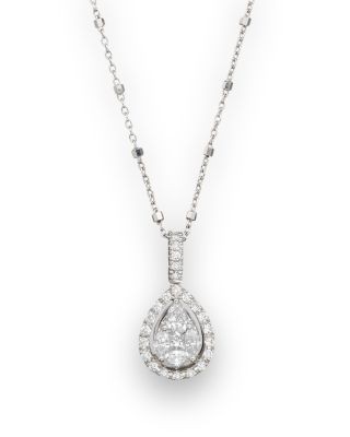 Diamond Fancy Cut Teardrop Pendant Necklace, 0.65 tcw