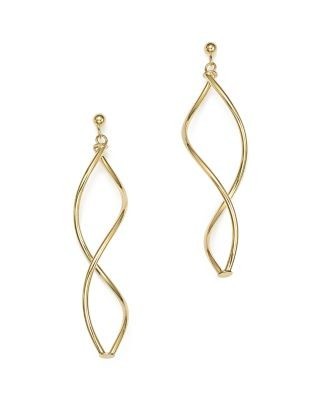 14K Yellow Gold Double Twisted Drop Earrings
