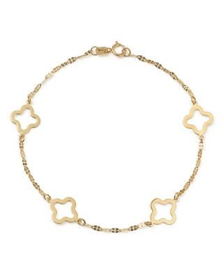 Bloomingdale's Fine Collection Quatrefoil Station Bracelet in 14K Yellow Gold