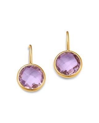 Bloomingdale's Fine Collection Rose Amethyst Bezel Drop Earrings in 14K Yellow Gold