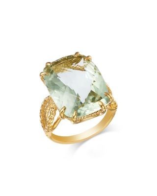 Bloomingdale's Fine Collection Prasiolite Cushion Cut Ring in 14K Yellow Gold