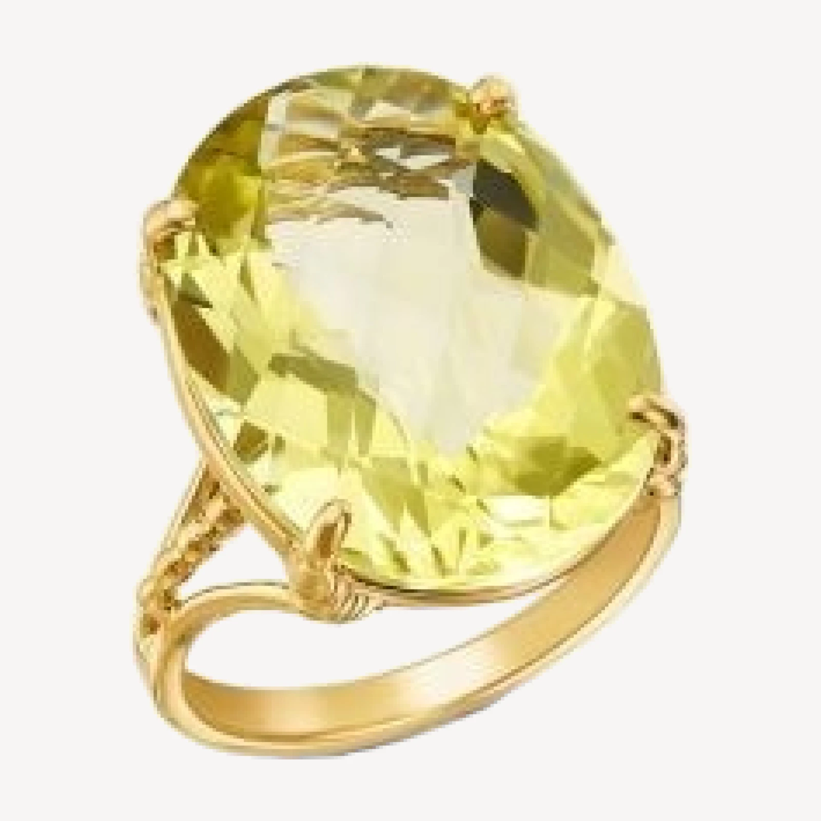 Bloomingdale's Fine Collection Lemon Quartz Oval Cut Ring in 14K Yellow Gold