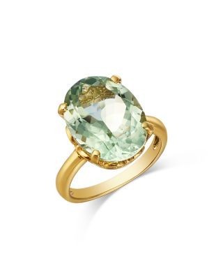 Bloomingdale's Fine Collection Oval Cut Prasiolite Ring in 14K Yellow Gold