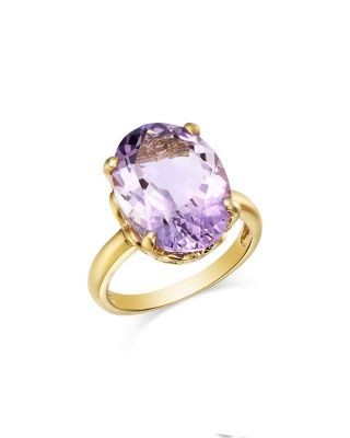Bloomingdale's Fine Collection Oval Cut Rose Amethyst Ring in 14K Yellow Gold
