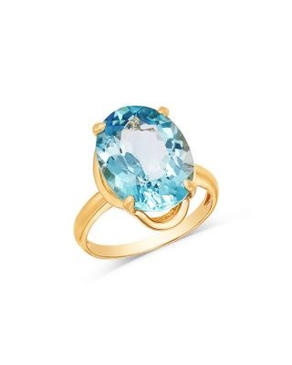 Bloomingdale's Fine Collection Sky Blue Topaz Oval Ring in 14K Yellow Gold