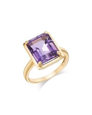 Bloomingdale's Fine Collection Amethyst Emerald Cut Ring in 14K Yellow Gold