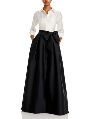 Teri Jon by Rickie Freeman Taffeta Shirt Gown