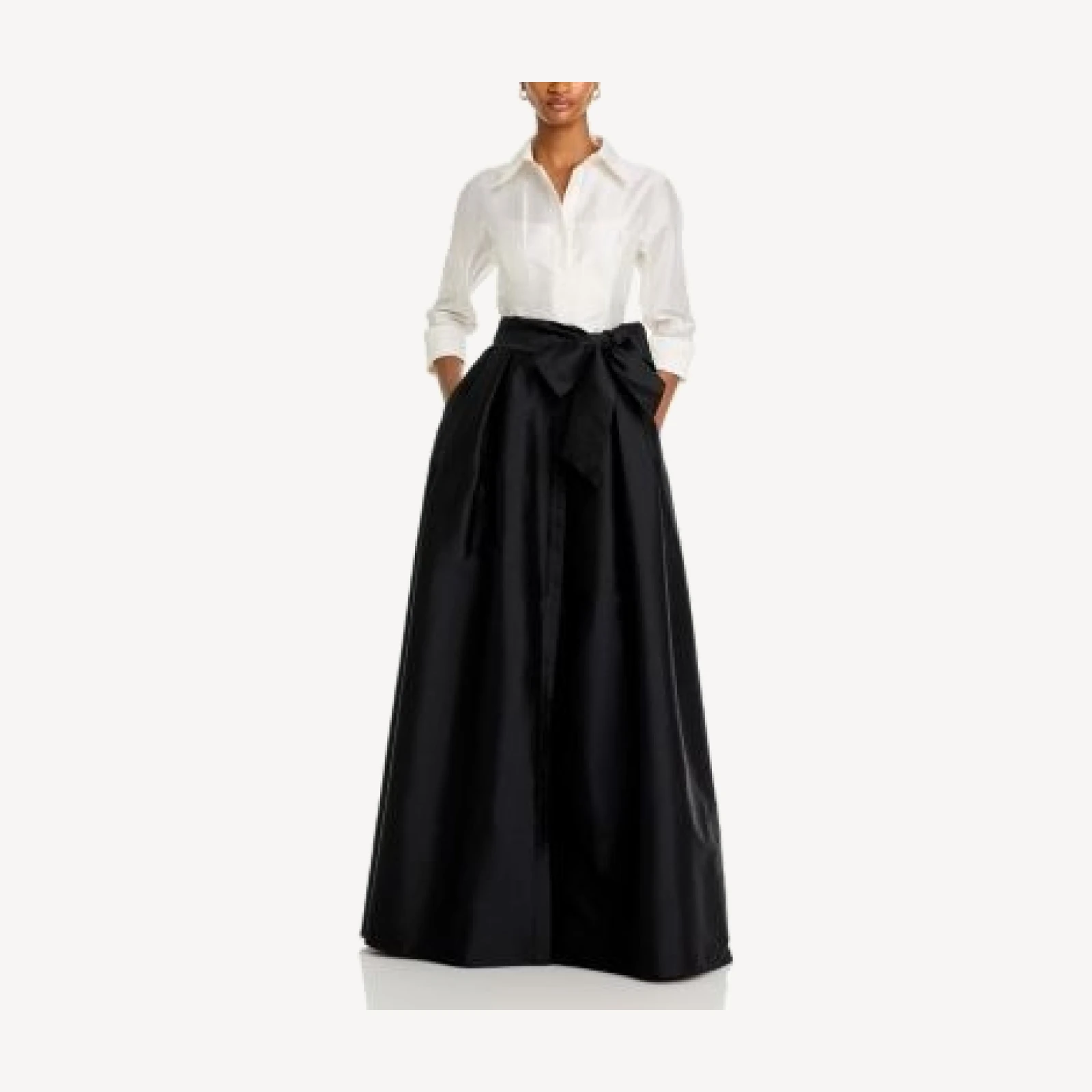 Teri Jon by Rickie Freeman Taffeta Shirt Gown