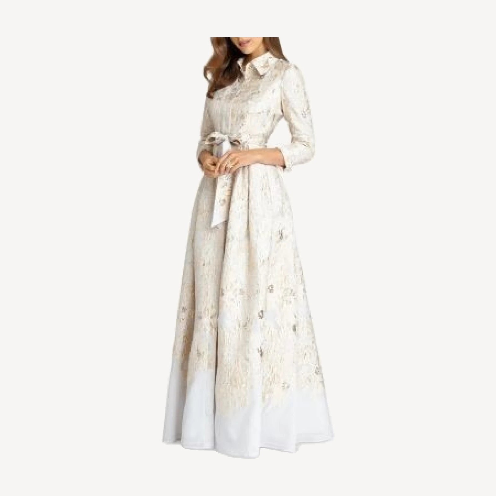 Teri Jon by Rickie Freeman Metallic Shirtwaist Gown