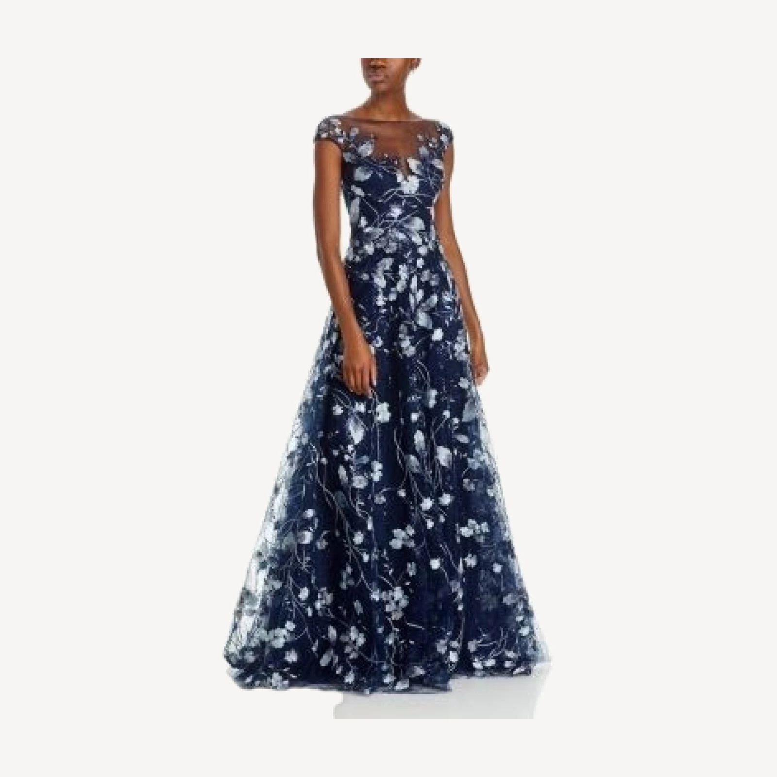 Teri Jon by Rickie Freeman Embroidered Lace Illusion Bodice Gown