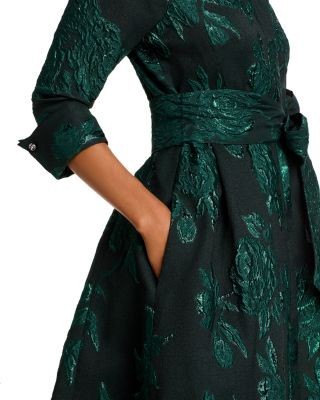 Teri Jon by Rickie Freeman Metallic Jacquard Midi Shirt Dress