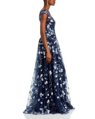 Teri Jon by Rickie Freeman Embroidered Lace Illusion Bodice Gown