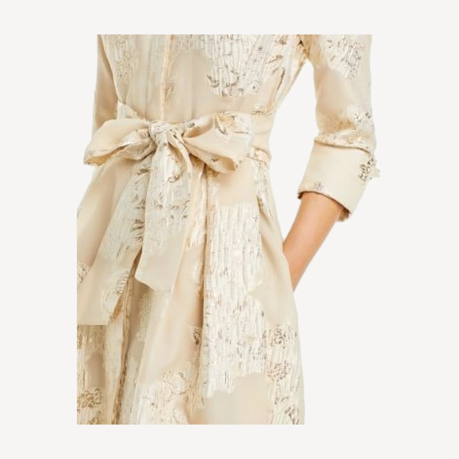 Teri Jon by Rickie Freeman Metallic Jacquard Shirt Dress Gown