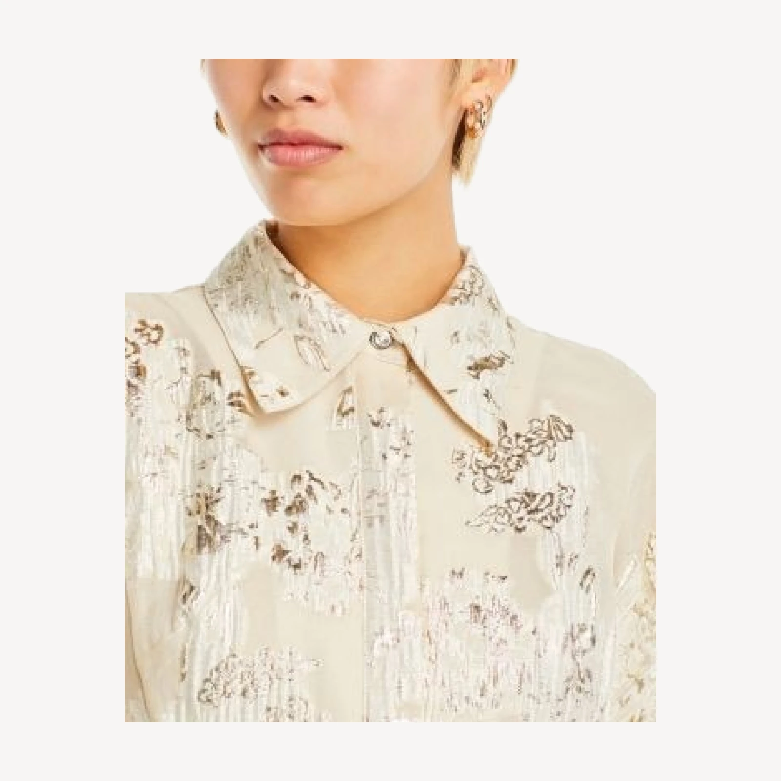 Teri Jon by Rickie Freeman Metallic Jacquard Shirt Dress Gown