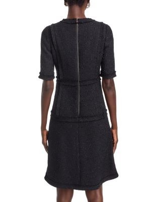 Teri Jon by Rickie Freeman Metallic Tweed Geo Stripe Dress