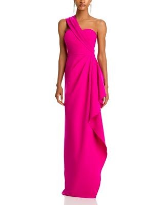 Teri Jon by Rickie Freeman One Shoulder Side Drape Gown