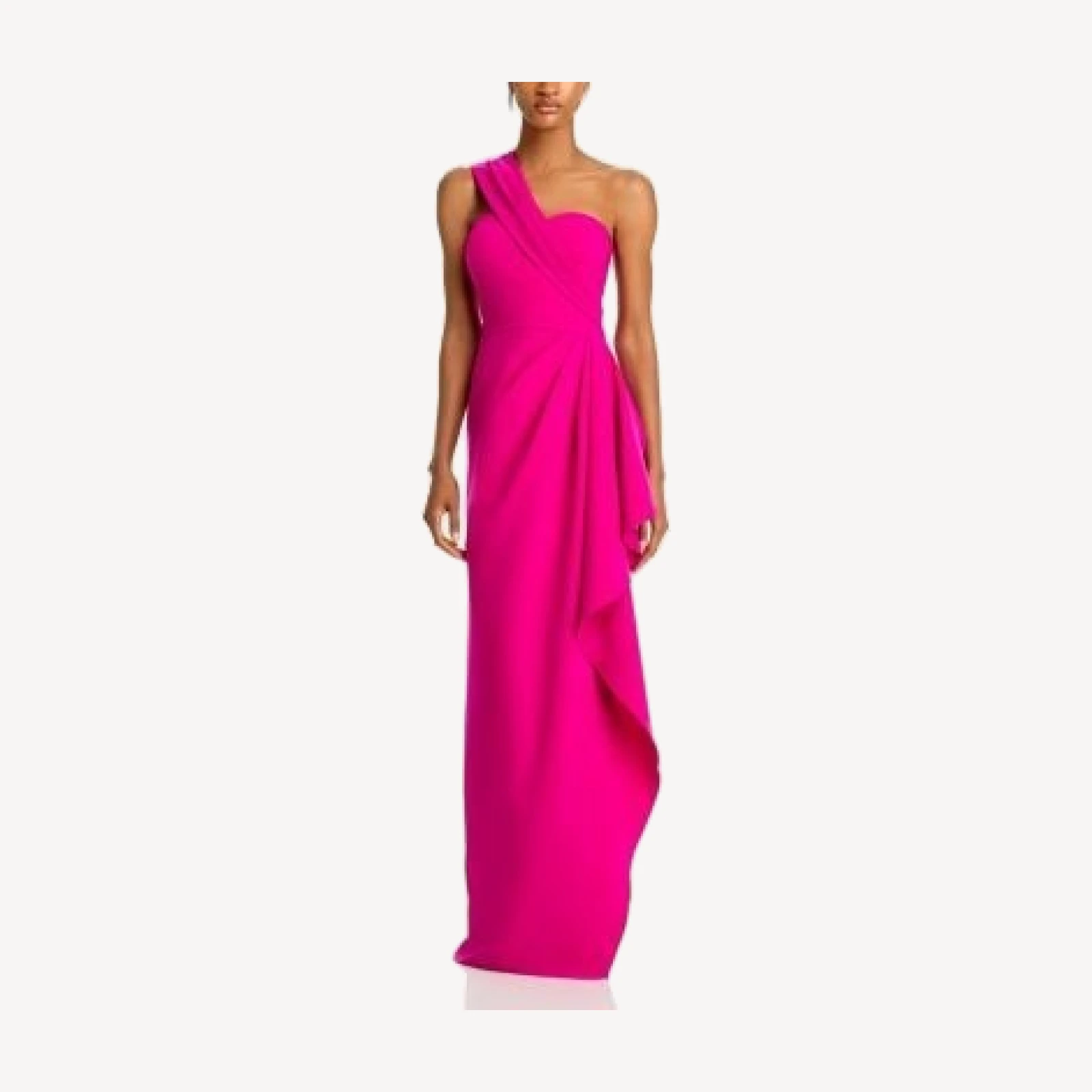 Teri Jon by Rickie Freeman One Shoulder Side Drape Gown