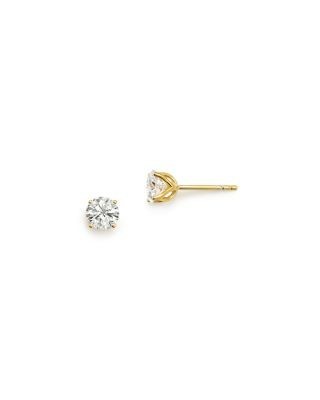 Diamond Round Tulip Stud Earrings in 14K Yellow Gold, 0.75 tcw