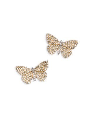 Bloomingdale's Fine Collection 14K Yellow Gold Diamond Butterfly Stud Earrings, 0.75 tcw