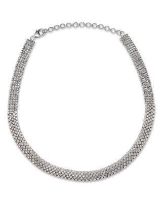 Bloomingdale's Fine Collection 14K White Gold Diamond Pave Tennis Necklace, 10.0 tcw