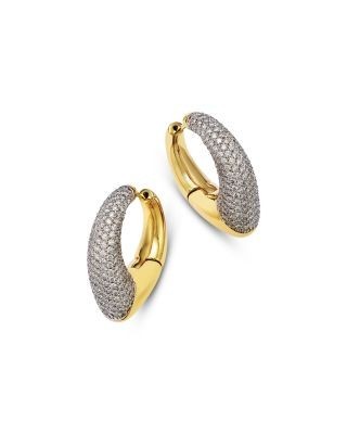 Bloomingdale's Fine Collection Diamond Pave Hoop Earrings in 14K Yellow Gold, 2.0 tcw