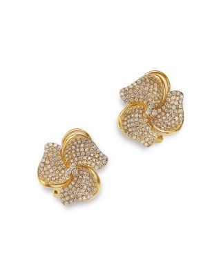 Bloomingdale's Fine Collection Diamond Flower Stud Earrings in 14K Yellow Gold, 1.05 tcw